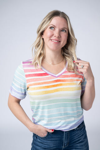 IN STOCK Sophie Top - Rainbow Stripes FINAL SALE