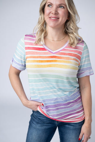 IN STOCK Sophie Top - Rainbow Stripes