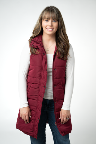 09.02 EN ROUTE Harlow Long Vest - Burgundy