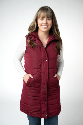 09.02 EN ROUTE Harlow Long Vest - Burgundy