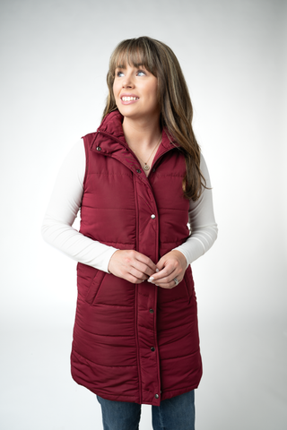 09.02 EN ROUTE Harlow Long Vest - Burgundy