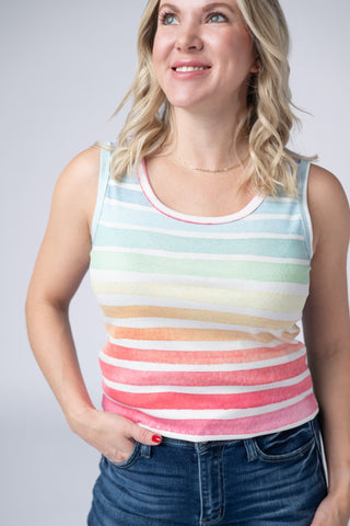 IN STOCK Ava Tank - Rainbow Stripes