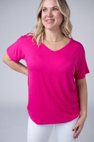 IN STOCK Chloe Cozy Top - Hot Pink FINAL SALE