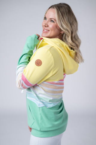 IN STOCK Colorblock Fullzip - Yellow, Rainbow Stripes, and Lime