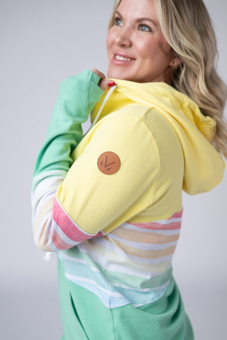 IN STOCK Colorblock Fullzip - Yellow, Rainbow Stripes, and Lime