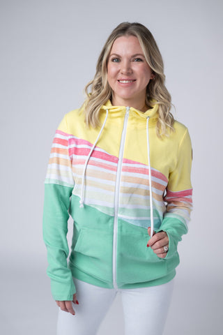 IN STOCK Colorblock Fullzip - Yellow, Rainbow Stripes, and Lime