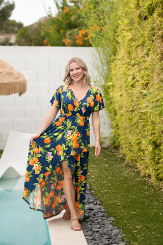 IN STOCK Harley High-Low Dress - Navy Citrus FINAL SALE