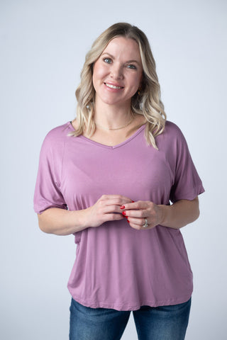 IN STOCK Bamboo V Neck Tee - Pink