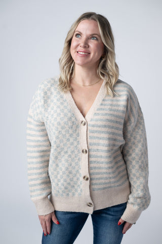 IN STOCK Pattern Mix Neutral Cardigan FINAL SALE