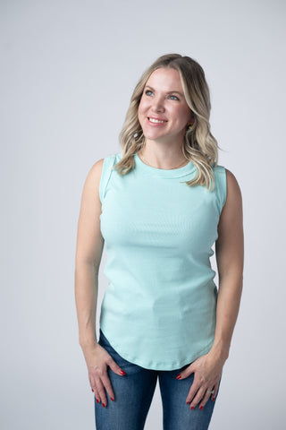 IN STOCK Morgan Micro Striped Tank - Turquoise FINAL SALE