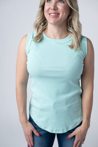 IN STOCK Morgan Micro Striped Tank - Turquoise FINAL SALE