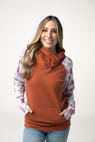 IN STOCK Classic Zoey ZipCowl Sweatshirt - Maple and Fall Foliage