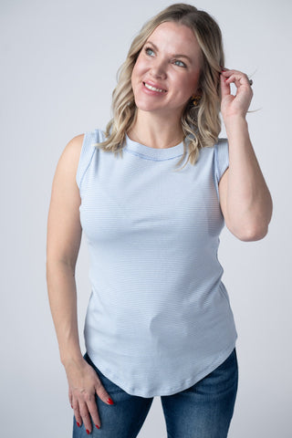IN STOCK Morgan Micro Striped Tank - Periwinkle FINAL SALE