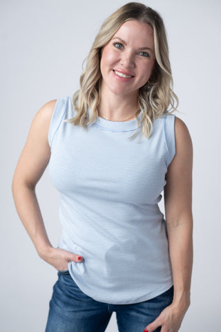 IN STOCK Morgan Micro Striped Tank - Periwinkle FINAL SALE