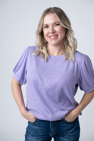 IN STOCK Katie Cozy Top - Heathered Purple FINAL SALE