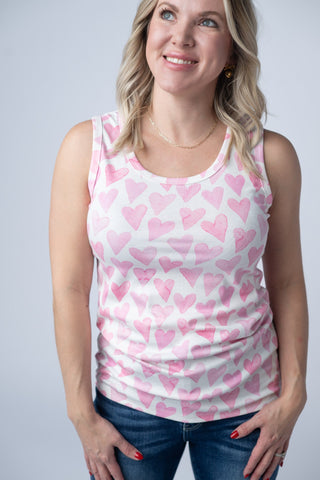 IN STOCK Ava Tank - Blushing Pink Hearts