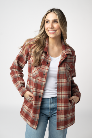 IN STOCK Norah Shacket - Brick Plaid FINAL SALE