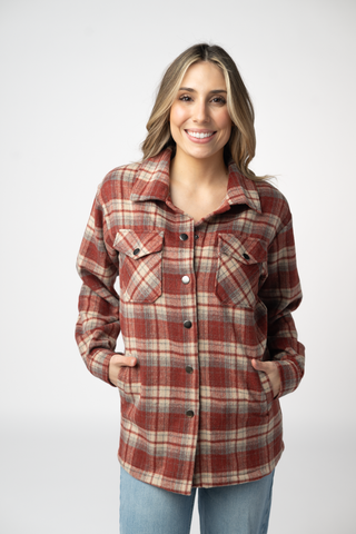 IN STOCK Norah Shacket - Brick Plaid FINAL SALE
