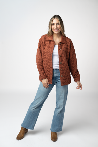 08.21 EN ROUTE Geometric Button Down Jacket - Rust