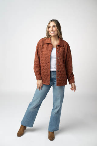 08.21 EN ROUTE Geometric Button Down Jacket - Rust