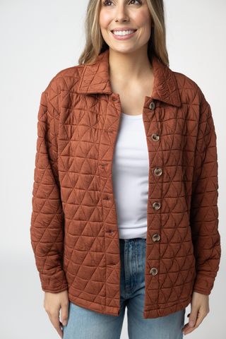 08.21 EN ROUTE Geometric Button Down Jacket - Rust