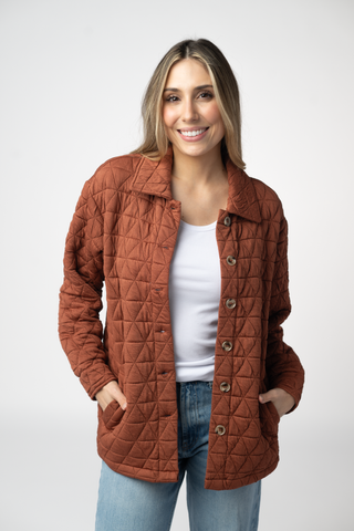 08.21 EN ROUTE Geometric Button Down Jacket - Rust
