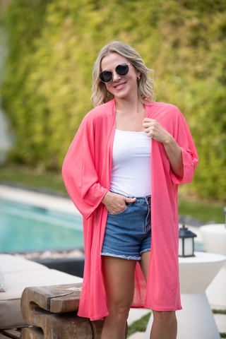 IN STOCK Ellie Cover-Up Kimono - Sunkissed Coral