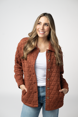 08.21 EN ROUTE Geometric Button Down Jacket - Rust