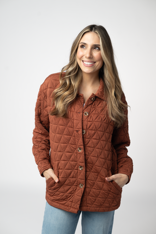08.21 EN ROUTE Geometric Button Down Jacket - Rust