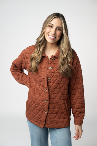 08.21 EN ROUTE Geometric Button Down Jacket - Rust