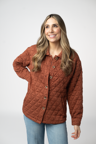 08.21 EN ROUTE Geometric Button Down Jacket - Rust