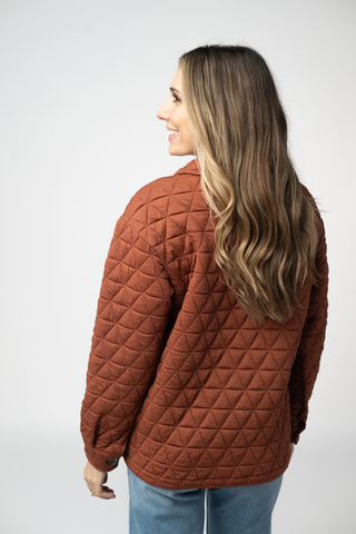 08.21 EN ROUTE Geometric Button Down Jacket - Rust