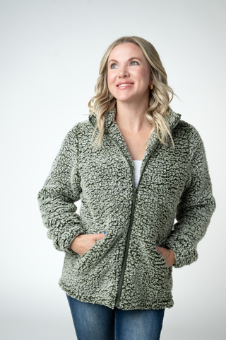 09.09 EN ROUTE Two Tone Fullzip Sherpa - Olive and White
