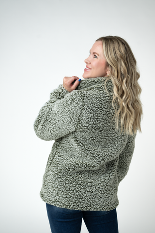 09.09 EN ROUTE Two Tone Fullzip Sherpa - Olive and White