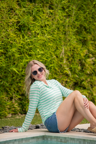 IN STOCK Amelia Striped Hoodie - Green FINAL SALE