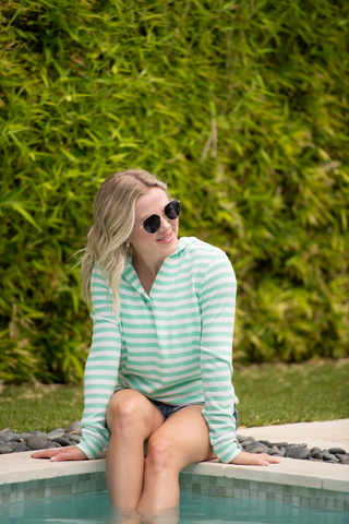 IN STOCK Amelia Striped Hoodie - Green FINAL SALE