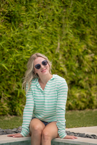 IN STOCK Amelia Striped Hoodie - Green FINAL SALE