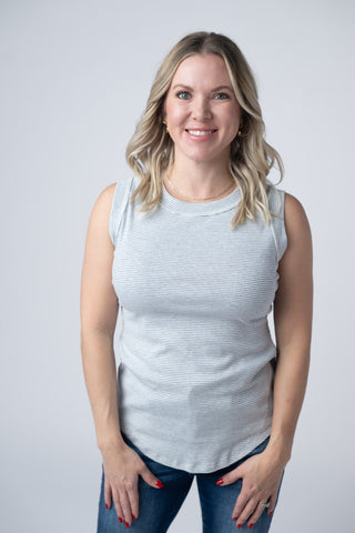 IN STOCK Morgan Micro Striped Tank - Grey FINAL SALE