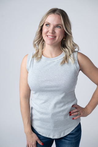 IN STOCK Morgan Micro Striped Tank - Grey FINAL SALE