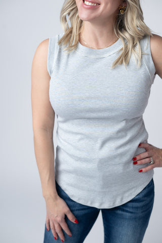 IN STOCK Morgan Micro Striped Tank - Grey FINAL SALE