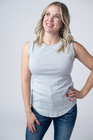 IN STOCK Morgan Micro Striped Tank - Grey FINAL SALE