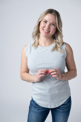 IN STOCK Morgan Micro Striped Tank - Grey FINAL SALE