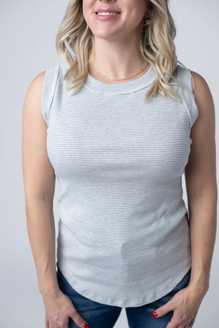 IN STOCK Morgan Micro Striped Tank - Grey FINAL SALE