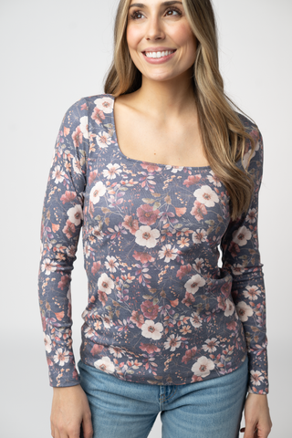 09.02 EN ROUTE Alyssa Long Sleeve Top - Blushwood Floral