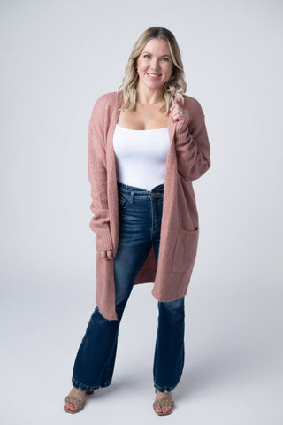 IN STOCK Madison Cozy Cardigan - Dusty Rose FINAL SALE