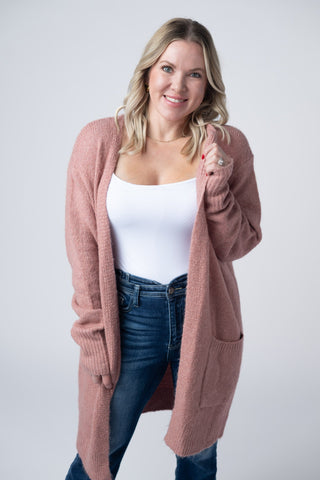 IN STOCK Madison Cozy Cardigan - Dusty Rose FINAL SALE