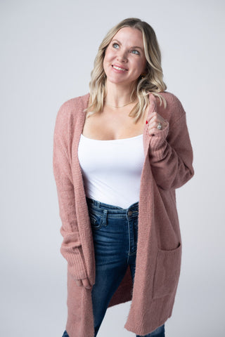 IN STOCK Madison Cozy Cardigan - Dusty Rose FINAL SALE