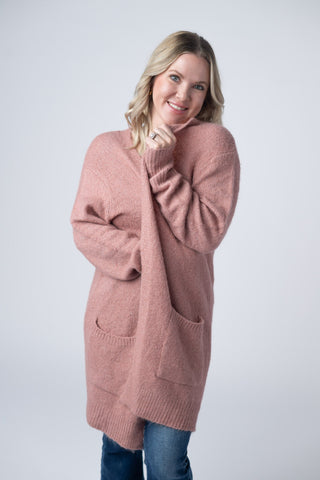 IN STOCK Madison Cozy Cardigan - Dusty Rose FINAL SALE