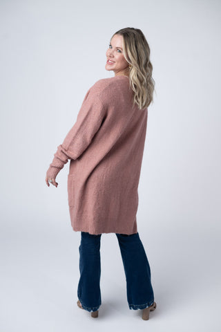 IN STOCK Madison Cozy Cardigan - Dusty Rose FINAL SALE