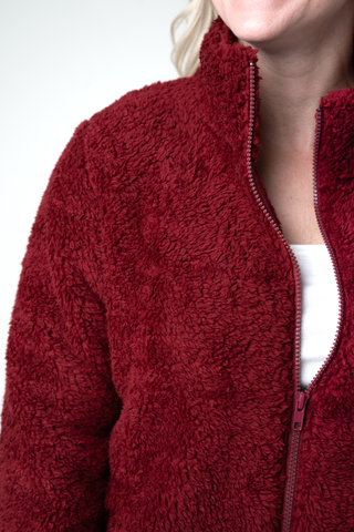 IN STOCK Skylar Sherpa Fullzip - Cranberry